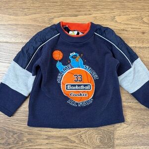 Vintage 90s Sesame Street Cookie Monster Basketball 3T Crewneck Sweatshirt EUC